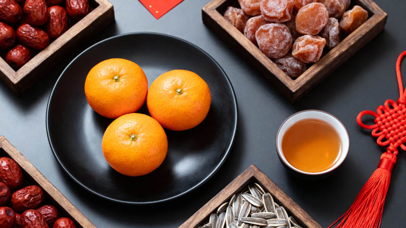 年货摆盘 橘枣茶点迎新春图片