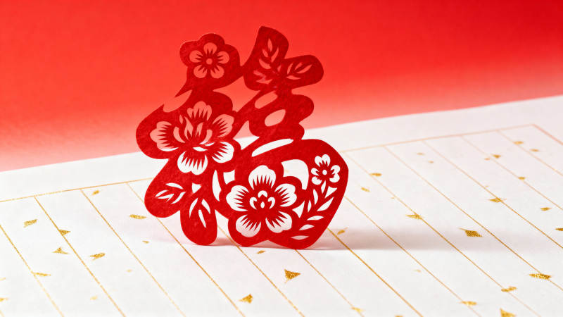 红纸剪 福 花 喜庆迎新春图片