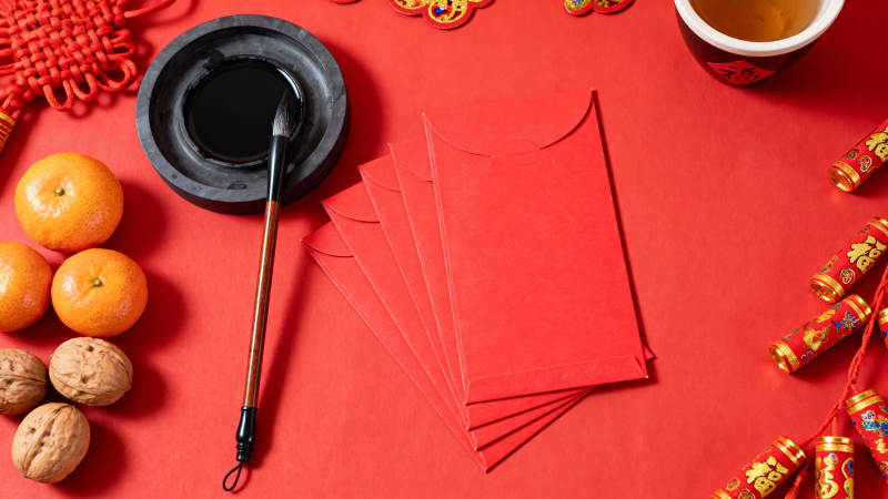 春节文房四宝与年货摆设图片