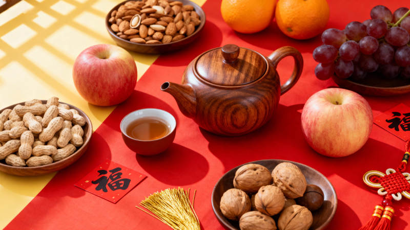 新春茶果迎福年图片