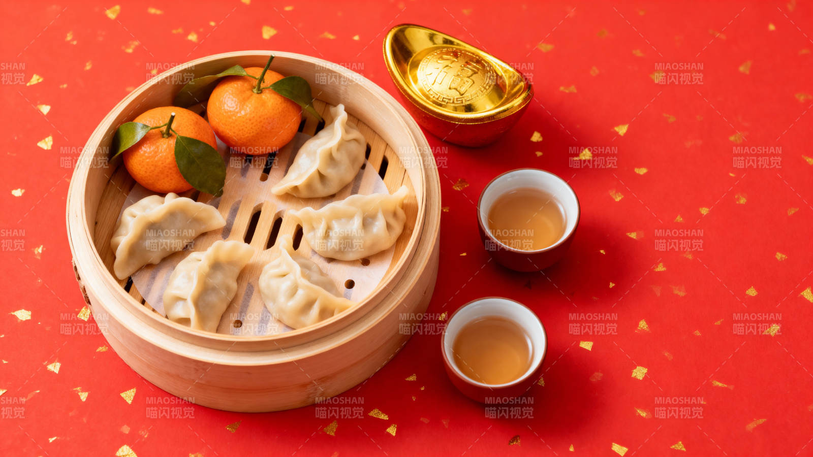 春节美食 饺子橘子金元宝图片