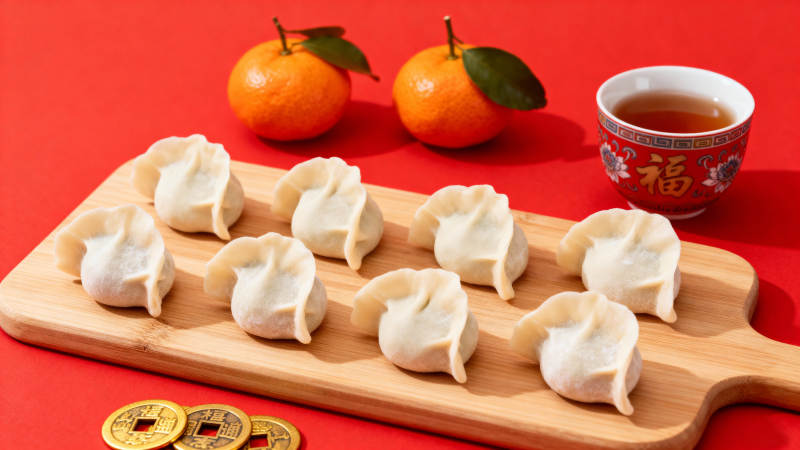 饺子配橘茶 年味十足图片