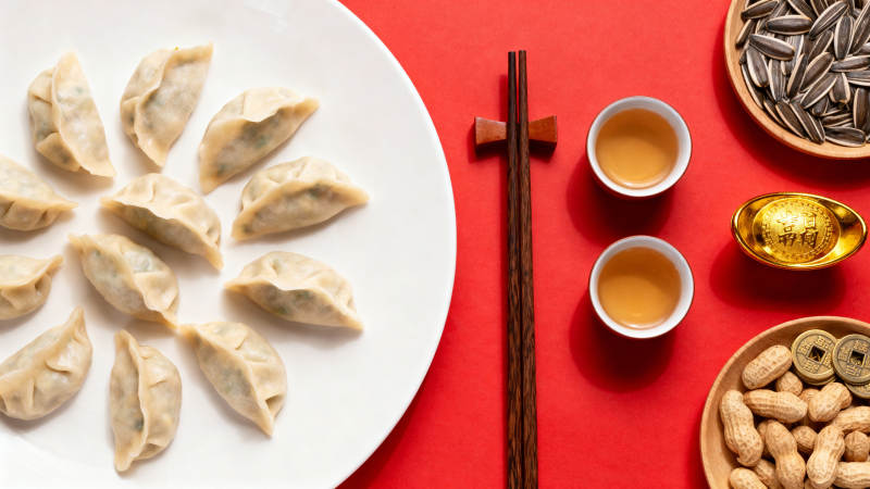 饺子配茶 年味十足图片