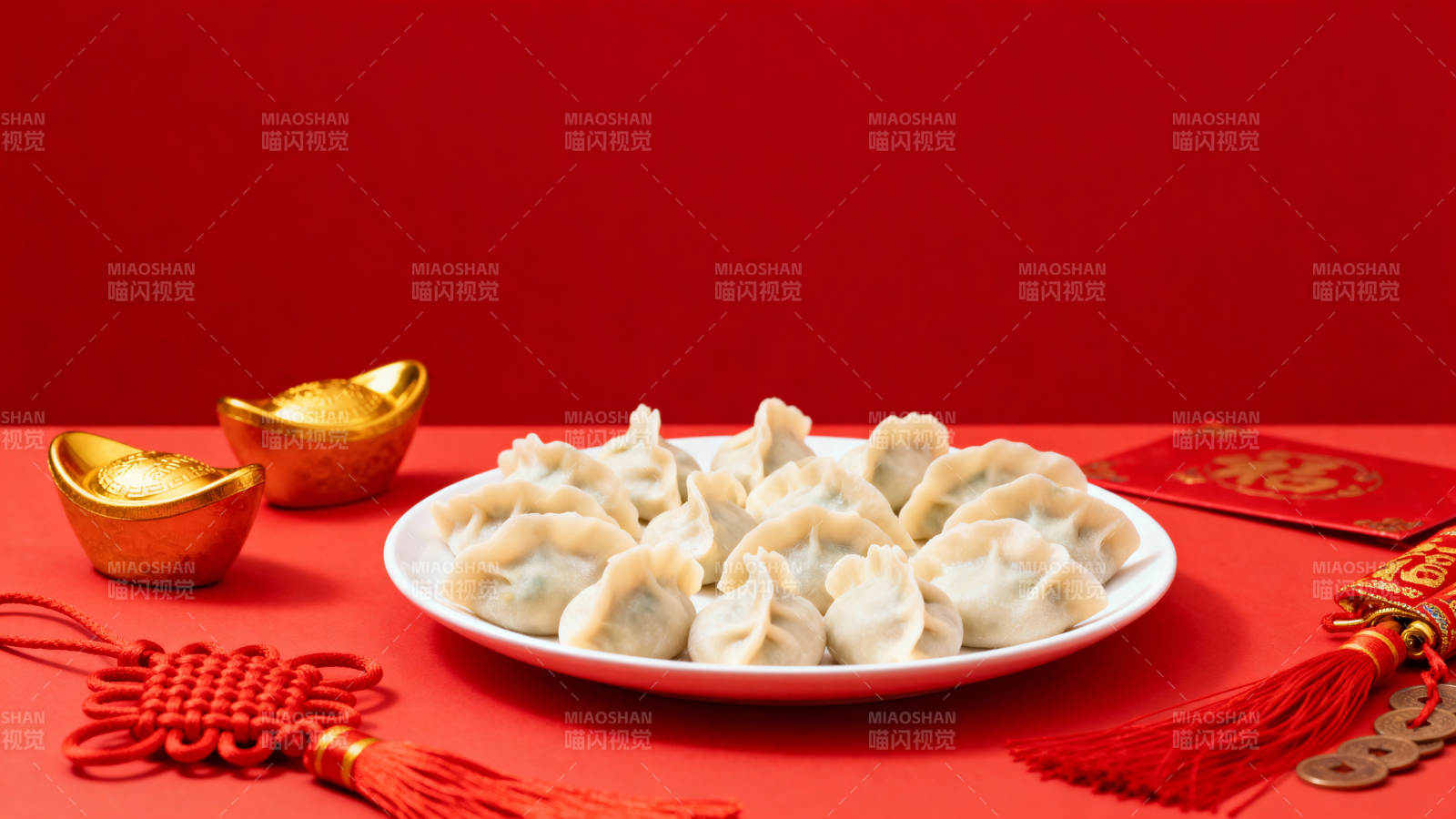 红盘饺子迎新春图片