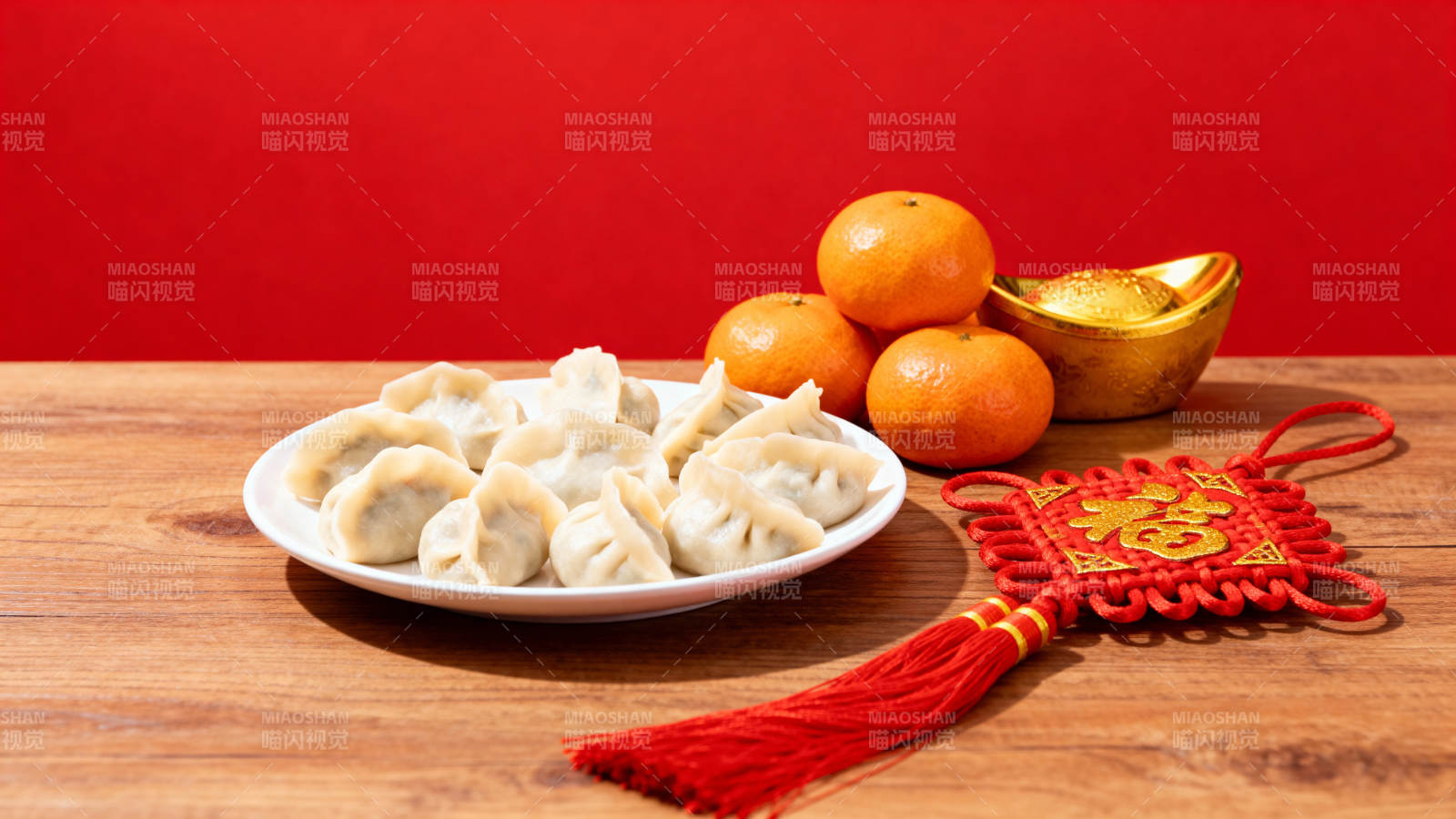 春节团圆 饺子橘子金元宝图片