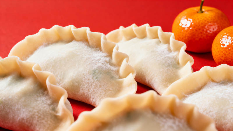 饺子配橘子 年味十足图片