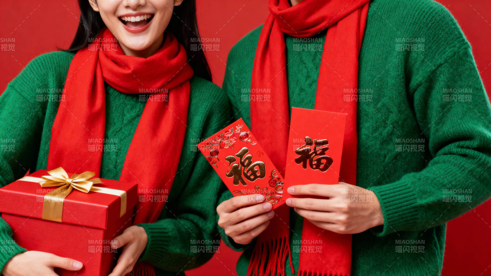 红绿配 福礼迎新春图片