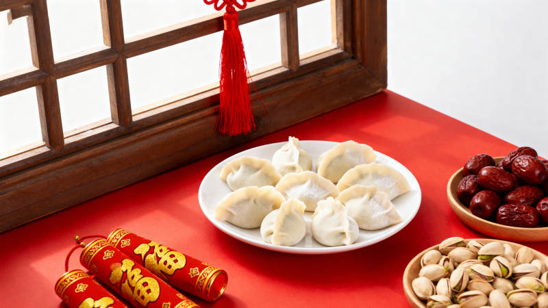 春节饺子红枣坚果年味浓图片