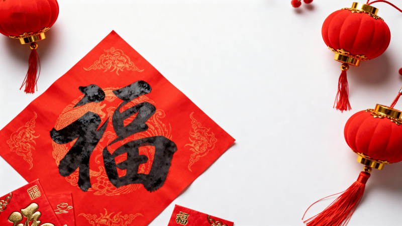 福字红灯笼迎新春图片