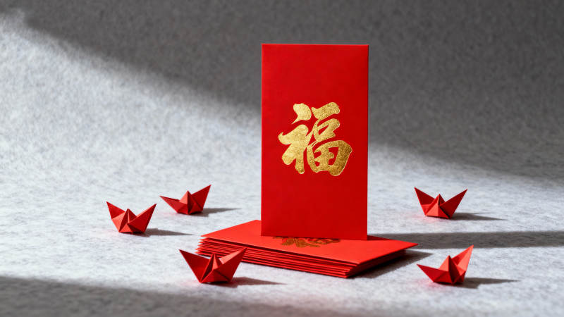 红福迎春 纸鹤送吉祥图片