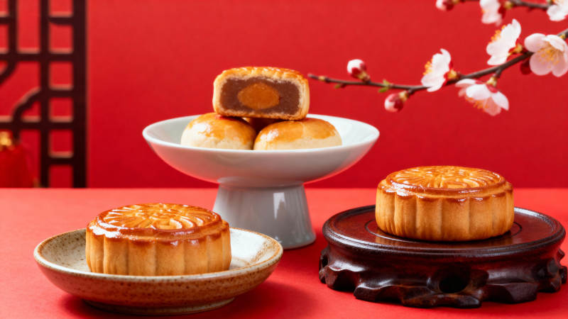 中秋月饼 花枝映红韵图片