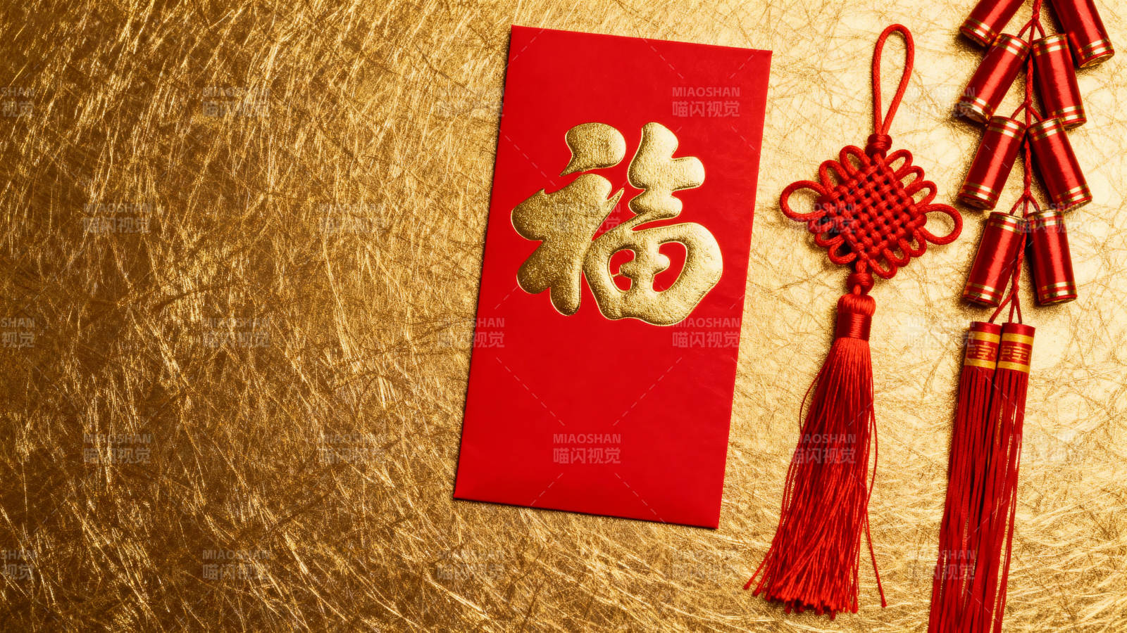 红包装福 中国结迎新春图片