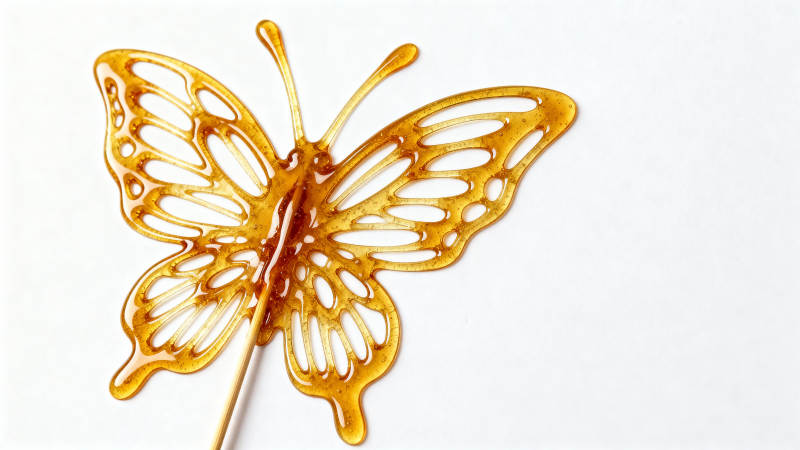 糖画蝴蝶 金黄透亮图片