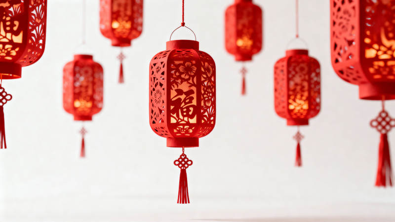 红灯笼迎新春 福字吉祥挂图片