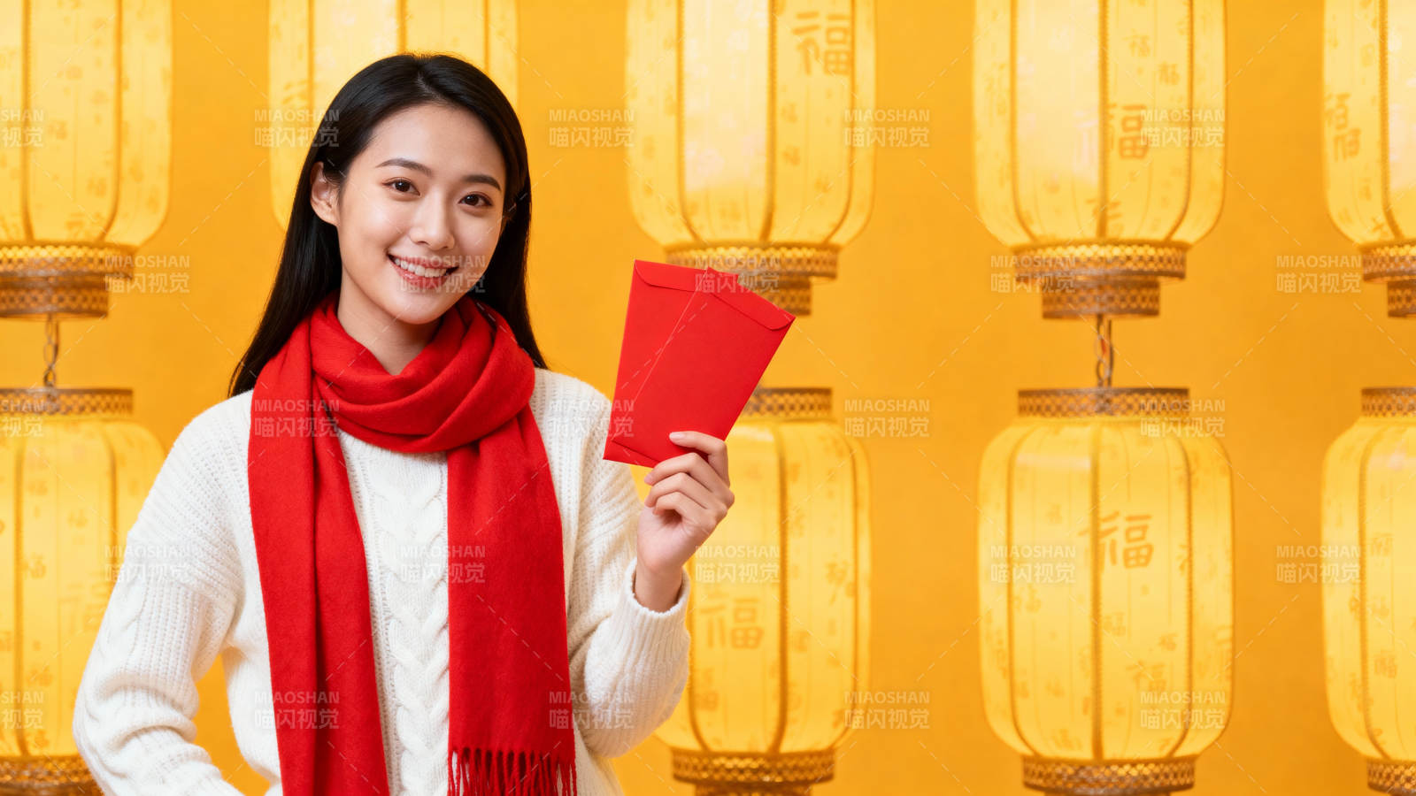 新春持红包 笑颜迎福来图片