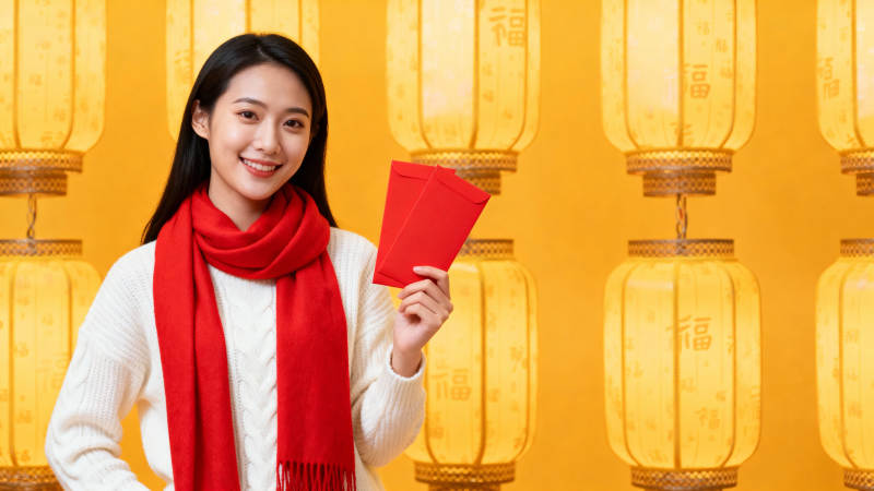 新春持红包 笑颜迎福来图片