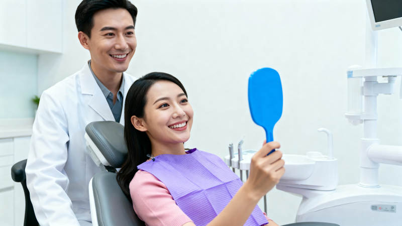 牙医与患者满意微笑图片