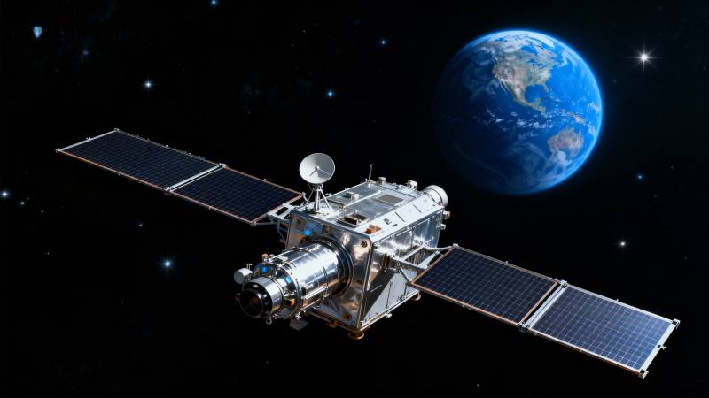 卫星绕地球运行图图片