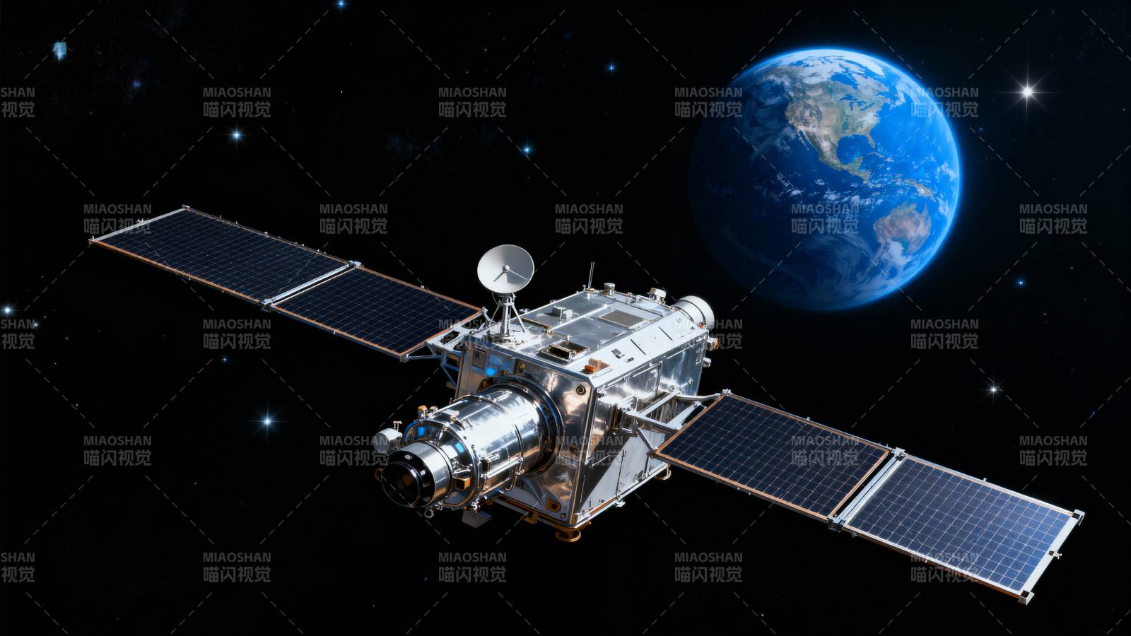 卫星绕地球运行图图片