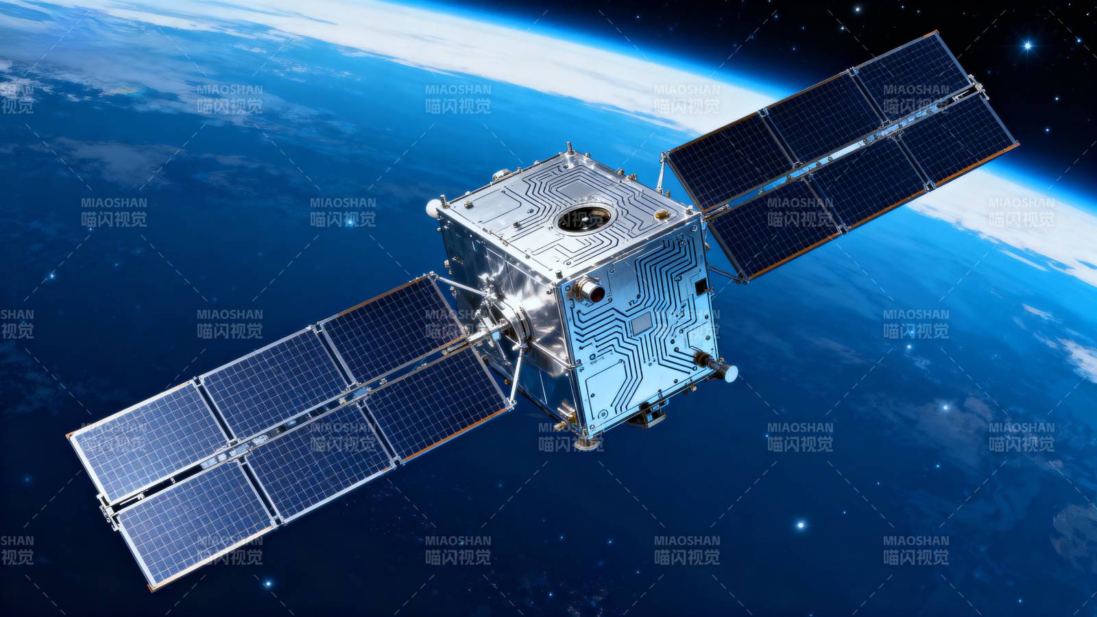 卫星绕地球运行中图片