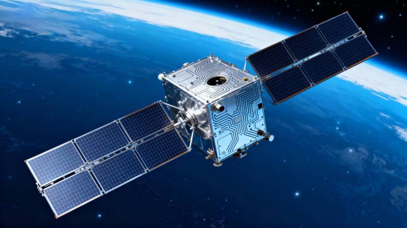 卫星绕地球运行中图片