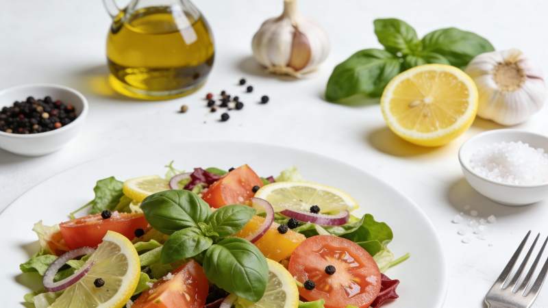 柠檬番茄沙拉配罗勒图片