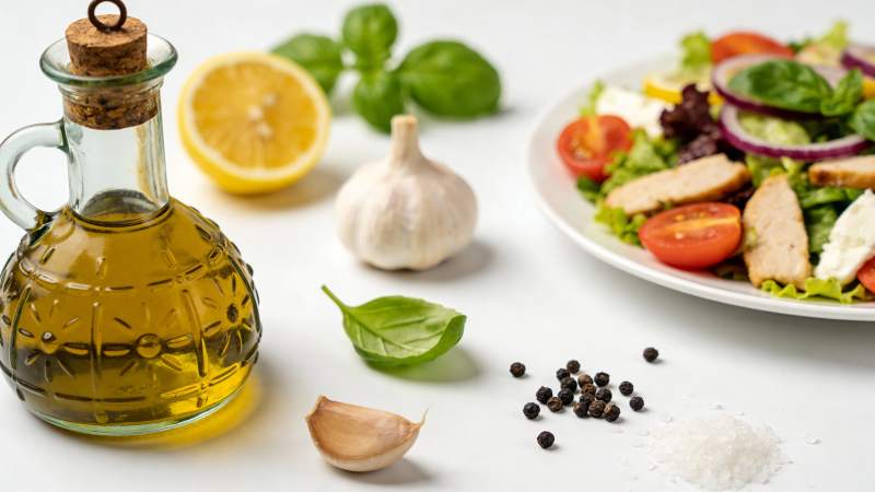 橄榄油沙拉配蒜香柠檬图片