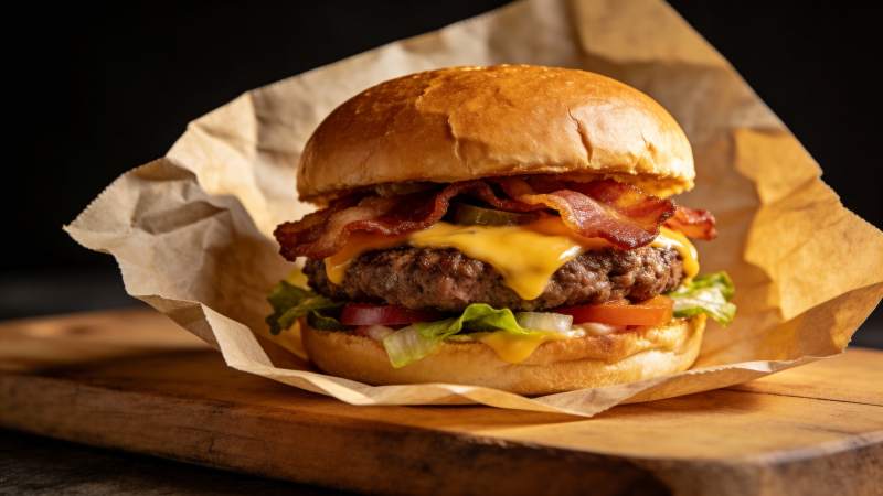 培根芝士汉堡 香脆多汁图片