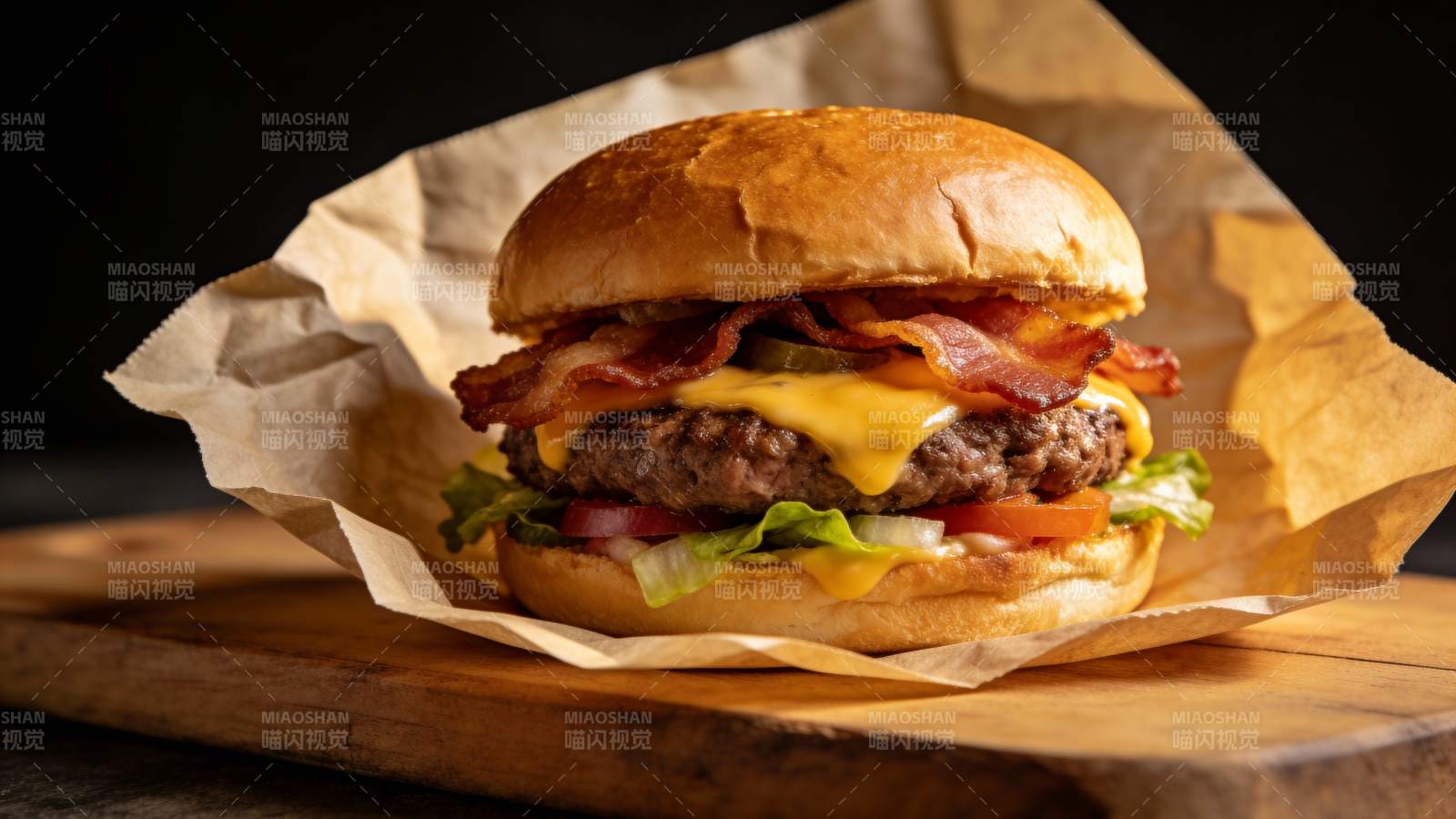 培根芝士汉堡 香脆多汁图片