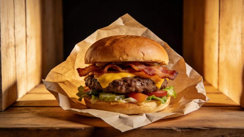 培根芝士汉堡 香浓诱人图片