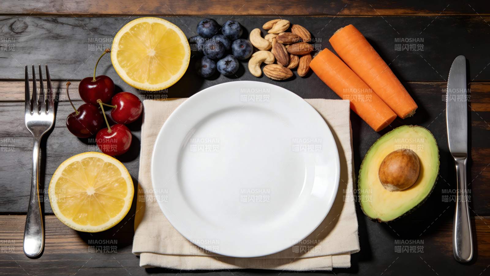 健康餐盘 蔬果坚果搭配图片