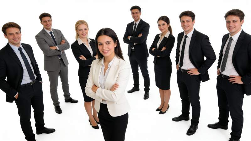 商务团队自信合影图片