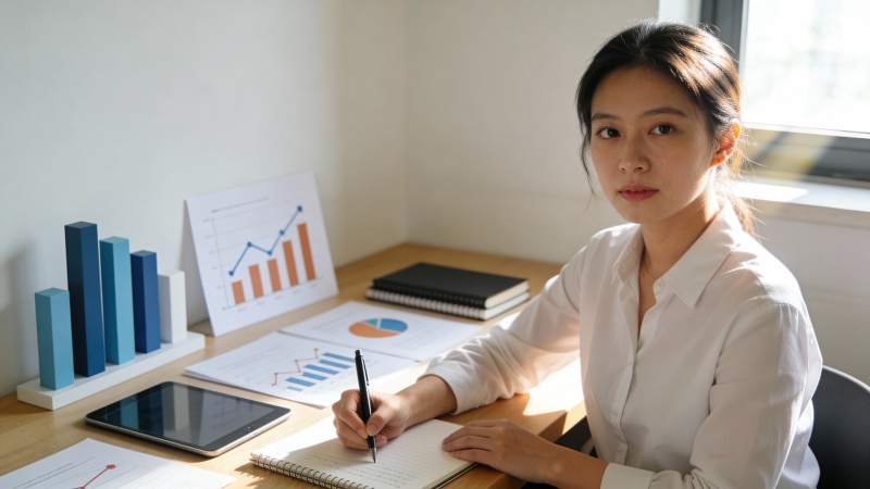 职场女性专注办公中图片