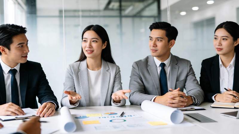 商务会议讨论中图片