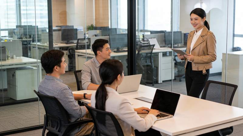 办公室会议讨论中图片