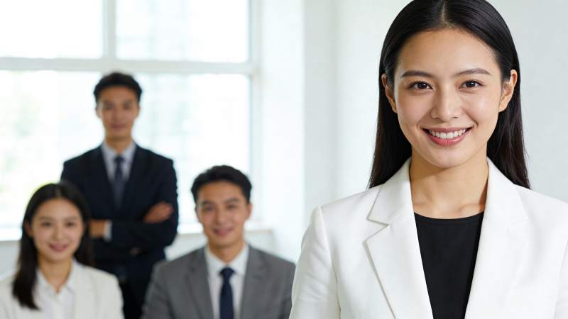 职场精英团队微笑合影图片