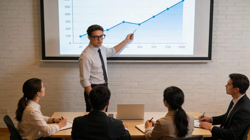 商务会议 数据增长汇报图片