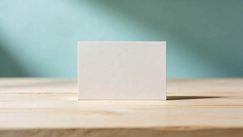 空白卡片静立木桌之上图片