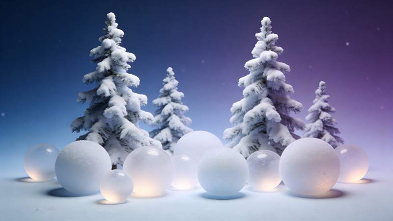 雪夜松林 光球幻境图片