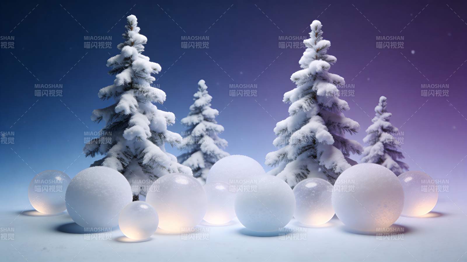 雪夜松林 光球幻境图片