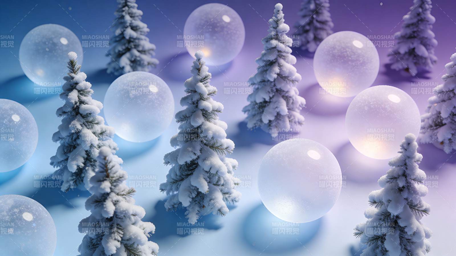 雪松与光球梦幻冬景图片