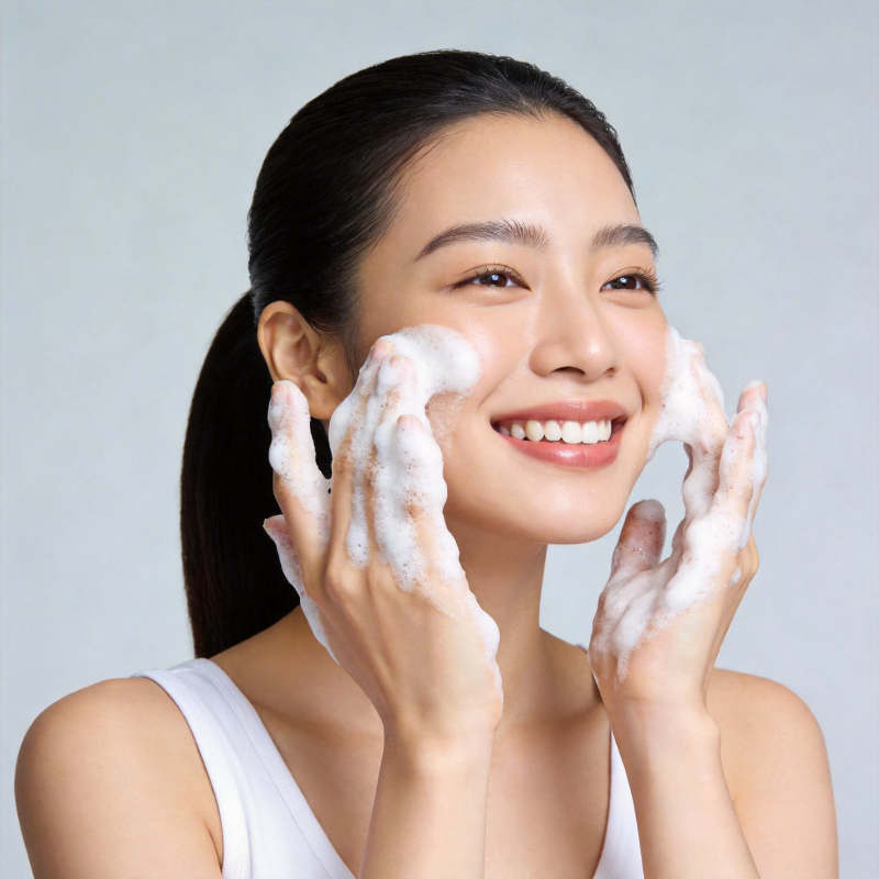 泡沫洁面 笑容灿烂图片