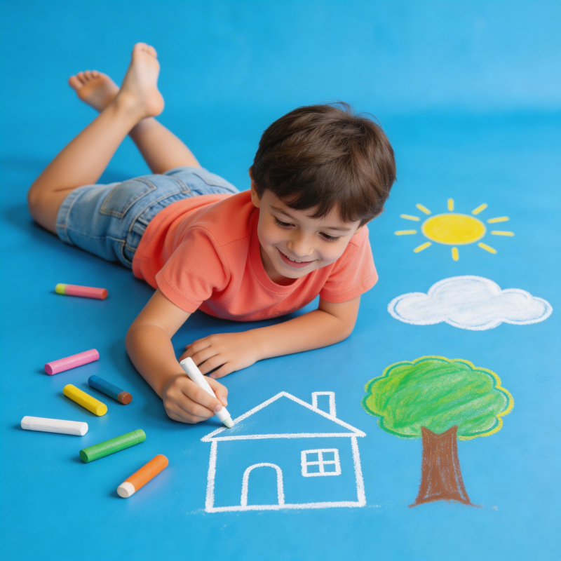 童画世界 阳光小屋与绿树图片