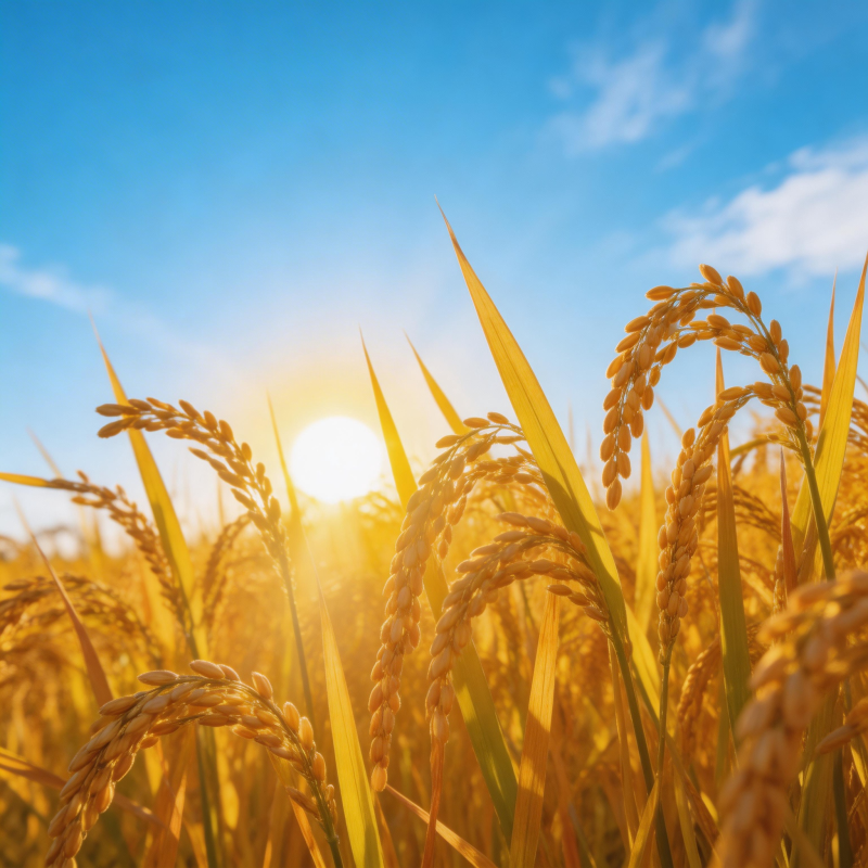 金黄稻浪迎朝阳图片