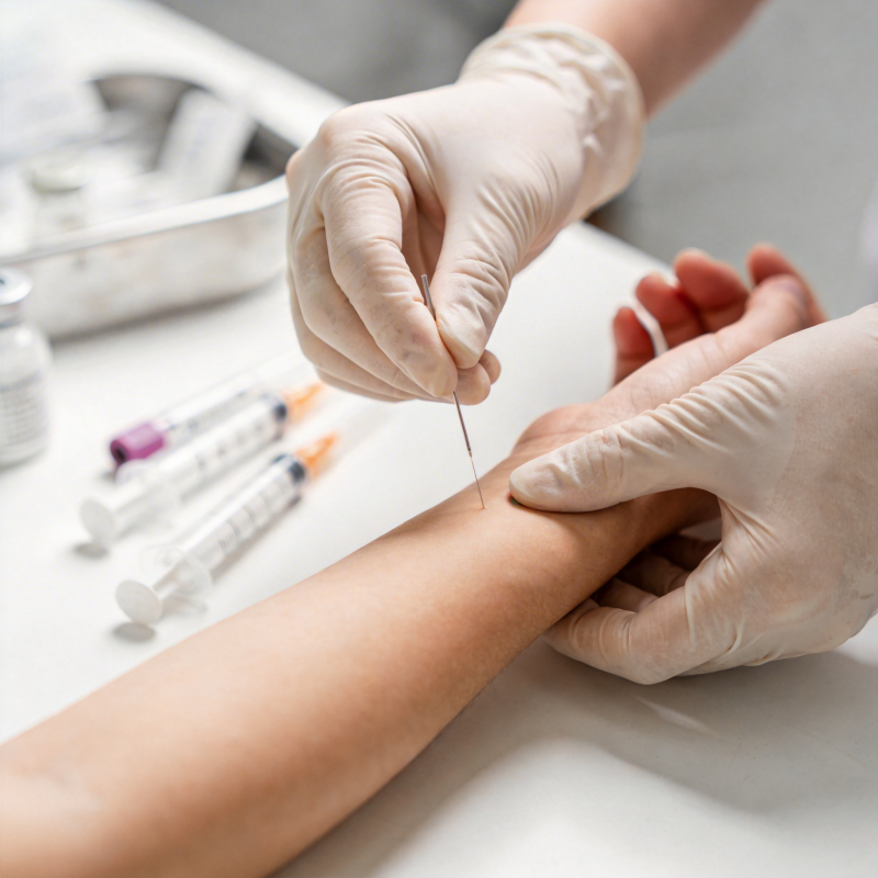 护士为患者抽血检测图片