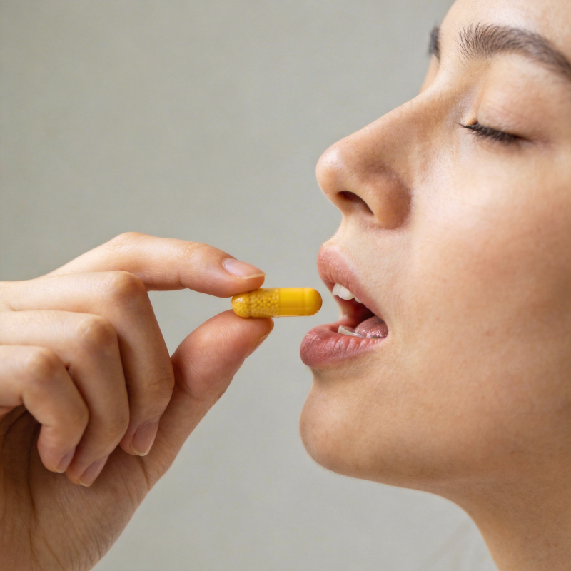 服药瞬间 黄胶囊入口图片