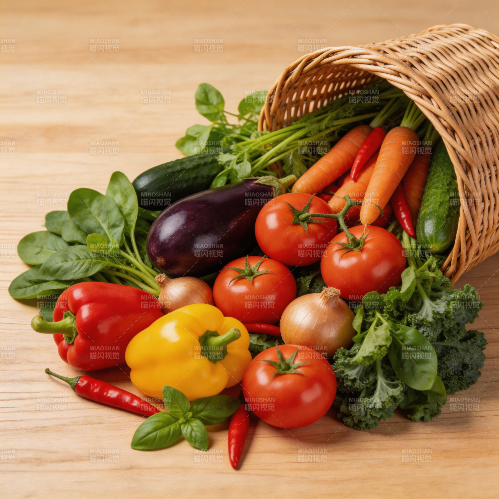 新鲜蔬菜篮 色彩缤纷健康选图片