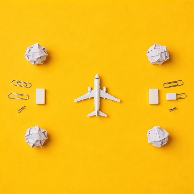 纸飞机与文具的创意布局图片