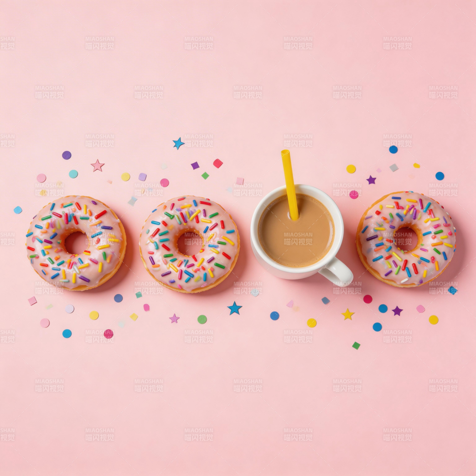 甜甜圈咖啡派对时光图片