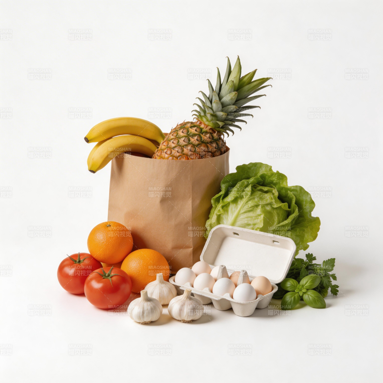 新鲜果蔬鸡蛋杂货组合图片
